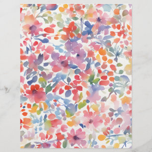 Abstract Watercolor Loose Florals Scrapbook Paper