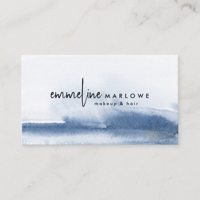 Abstract Watercolor Makeup Artist & Hair  Business Card (Front)