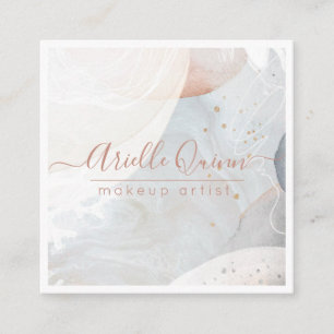 Abstract Watercolor Makeup Artist Square Business Card