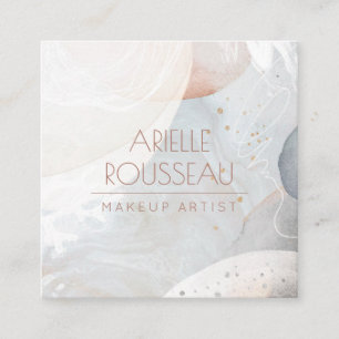 Abstract Watercolor Makeup Artist Square Business  Card