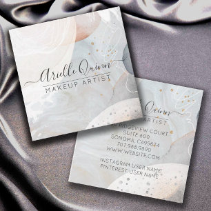 Abstract Watercolor Makeup Artist Square Business Card
