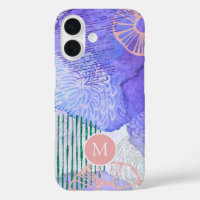 Abstract Watercolor Marine Flora Art Monogram
