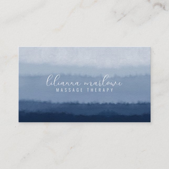Abstract Watercolor Massage Therapy Business Card (Front)