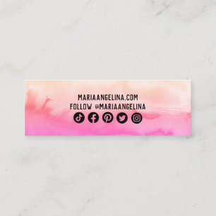 Abstract Watercolor Minimalist Social Media Icons Mini Business Card
