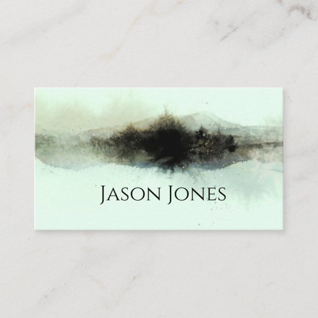 abstract watercolor mountain landscape artistic  business card (Front)