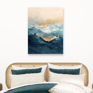 Abstract Watercolor Mountain Landscape Canvas Print