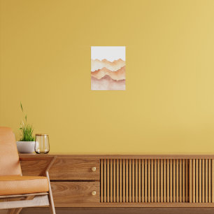 Abstract Watercolor Mountain Landscape in Earth To Poster