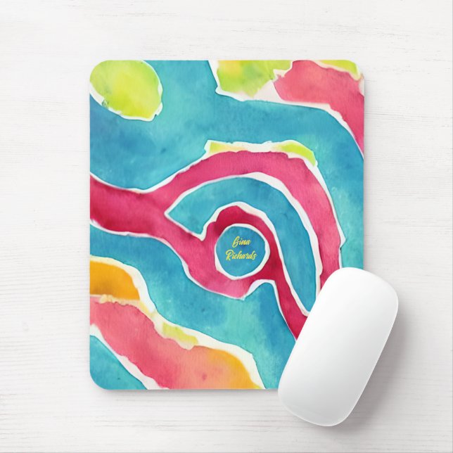 Abstract Watercolor Mouse Mat (With Mouse)