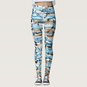 Abstract watercolor music notes pattern. leggings