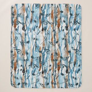 Abstract watercolor music notes pattern. sherpa blanket
