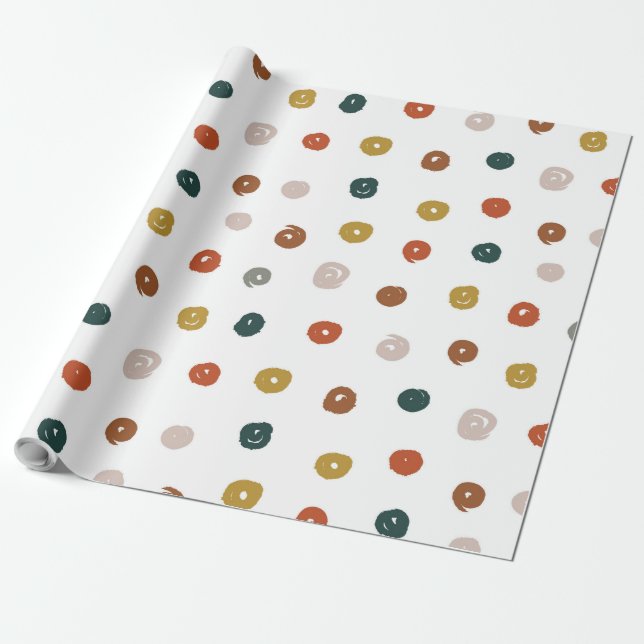 Abstract Watercolor Neutral Dots Wrapping Paper (Unrolled)