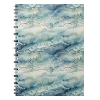 Abstract Watercolor Ocean Coastal Blue Aesthetic Notebook