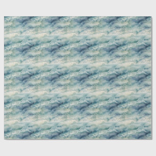Abstract Watercolor Ocean Coastal Blue Aesthetic Wrapping Paper