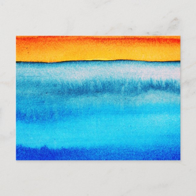 Abstract watercolor ocean sunrise postcard (Front)