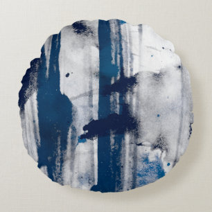 Abstract watercolor on paper. Colorful art texture Round Cushion