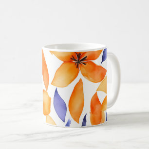 Abstract watercolor orange floral modern coffee mug