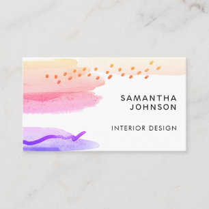 Abstract Watercolor Orange Pink Purple Design Business Card