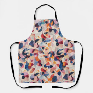 Abstract Watercolor Organic Navy Coral Pattern Apron
