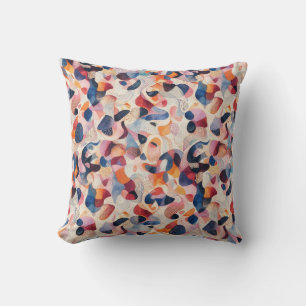 Abstract Watercolor Organic Navy Coral Pattern Cushion