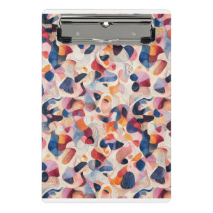 Abstract Watercolor Organic Shapes Navy Coral Patt Mini Clipboard