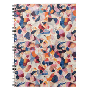 Abstract Watercolor Organic Shapes Navy Coral Patt Notebook