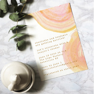 Abstract Watercolor Paint Swirl Couples Shower Invitation