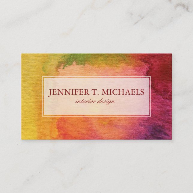 Abstract watercolor painted background business card (Front)