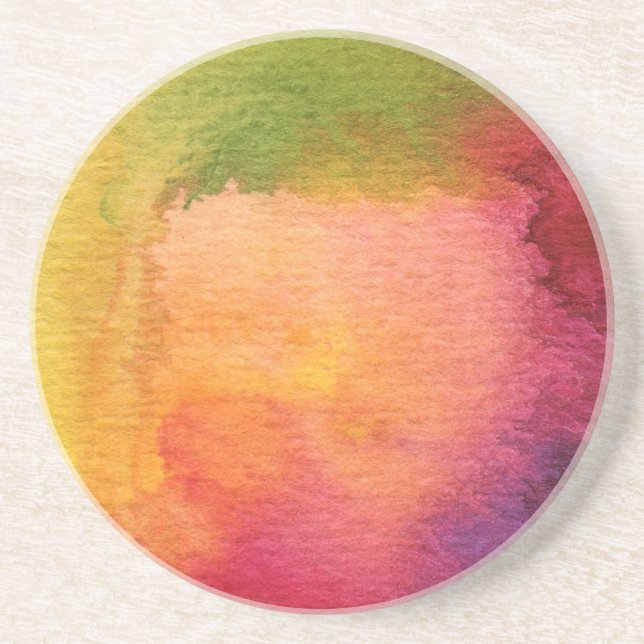Abstract watercolor painted background coaster (Front)