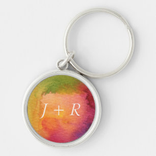 Abstract watercolor painted background key ring