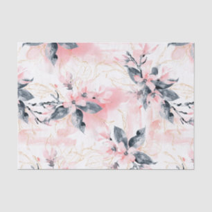 Abstract Watercolor Painted Pink Dogwood Flowers Tissue Paper