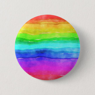 Abstract Watercolor Painted Stripes Rainbow 6 Cm Round Badge