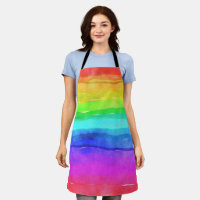 Abstract Watercolor Painted Stripes Rainbow