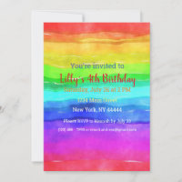 Abstract Watercolor Painted Stripes Rainbow.