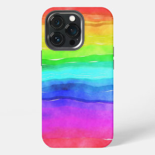 Abstract Watercolor Painted Stripes Rainbow iPhone 13 Pro Case
