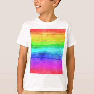 Abstract Watercolor Painted Stripes Rainbow T-Shirt