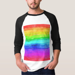 Abstract Watercolor Painted Stripes Rainbow T-Shirt