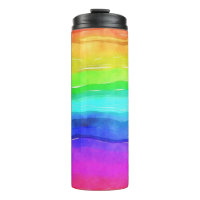 Abstract Watercolor Painted Stripes Rainbow