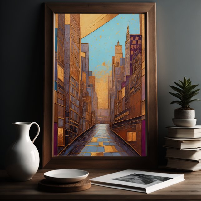 Abstract Watercolor Painting Gold Cityscape 3:2 Poster (Creator Uploaded)