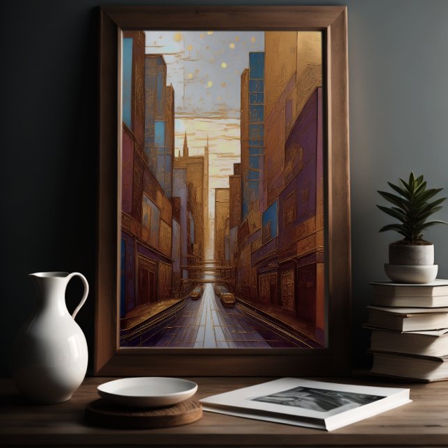 Abstract Watercolor Painting Gold Cityscape 3:2 Poster (Creator Uploaded)