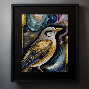 Abstract Watercolor Painting of a Bird 5:4 Poster