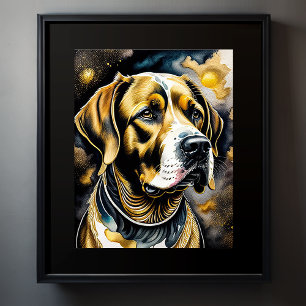 Abstract Watercolor Painting of a Dog 5:4 Poster