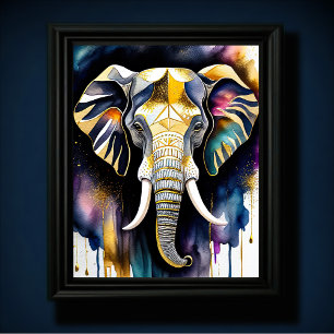 Abstract Watercolor Painting of a Elephant 5:4 Poster