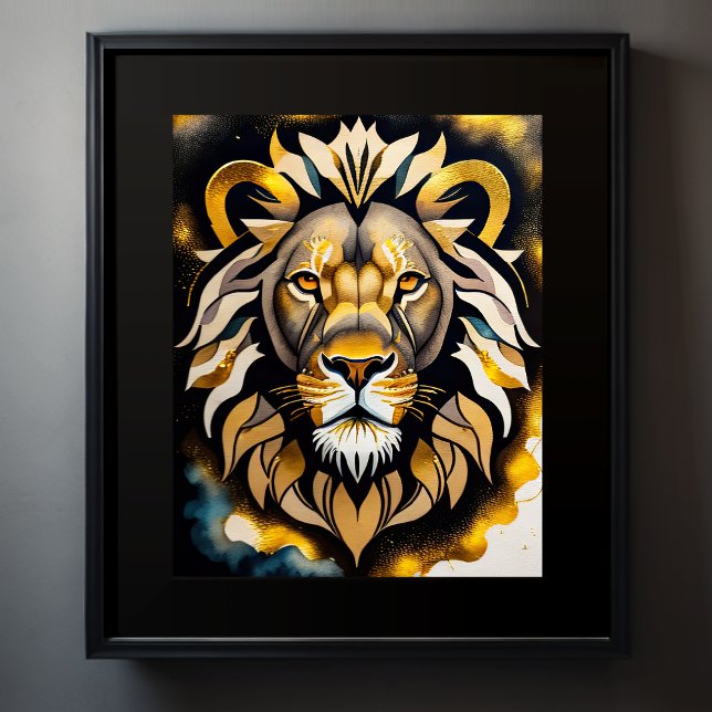 Abstract Watercolor Painting of a Lion 5:4 Poster (Creator Uploaded)