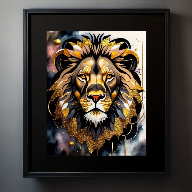 Abstract Watercolor Painting of a Lion 5:4 Poster (Creator Uploaded)
