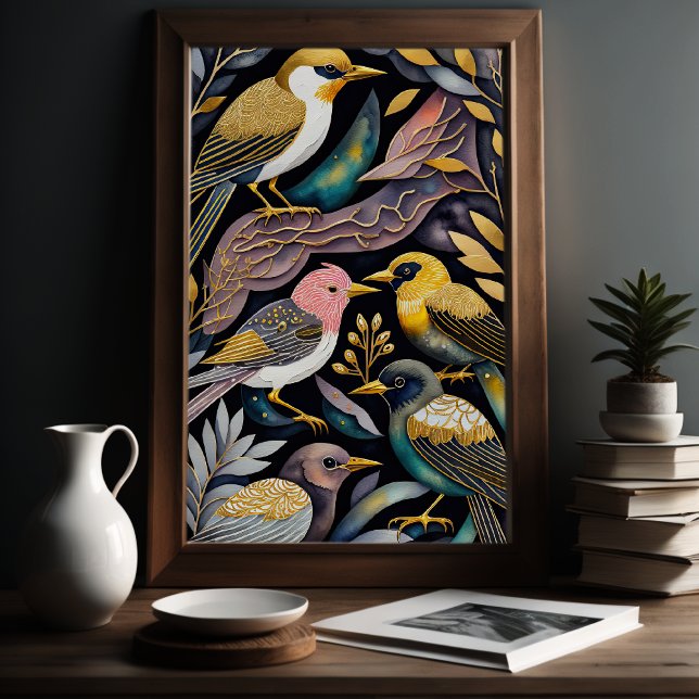 Abstract Watercolor Painting of Birds 2:3 Poster (Creator Uploaded)