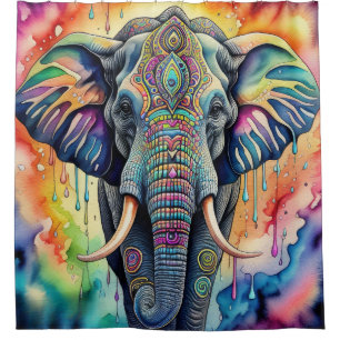 Abstract Watercolor Painting of Elephant Shower Curtain