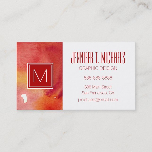 Abstract watercolor paintings business card (Front)