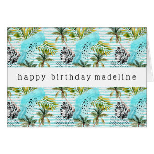 Abstract Watercolor Palm Tree Pattern