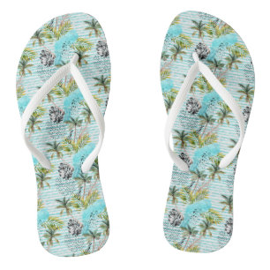 Abstract Watercolor Palm Tree Pattern Flip Flops