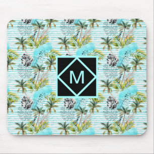 Abstract Watercolor Palm Tree Pattern Mouse Mat